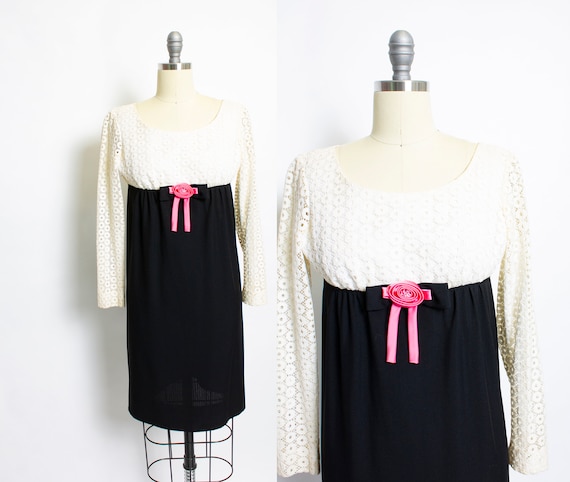 1960s / 1970s Mod Cream & Brown Empire Waist Dress main image 1