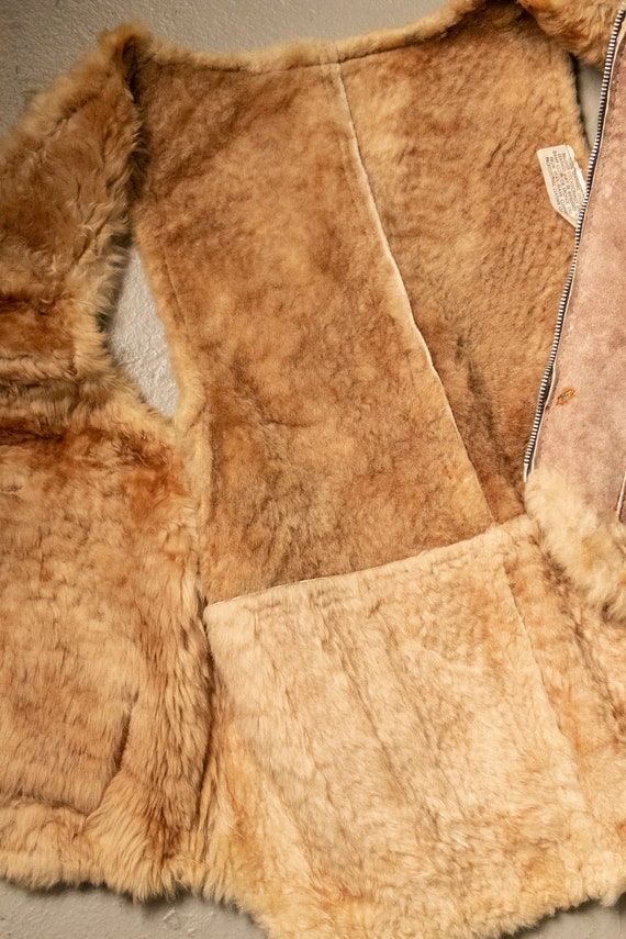 1970s Shearling Fur Vest Suede M - image 9