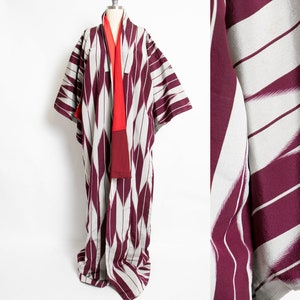 1950s Kimono Japanese Robe Crepe Long
