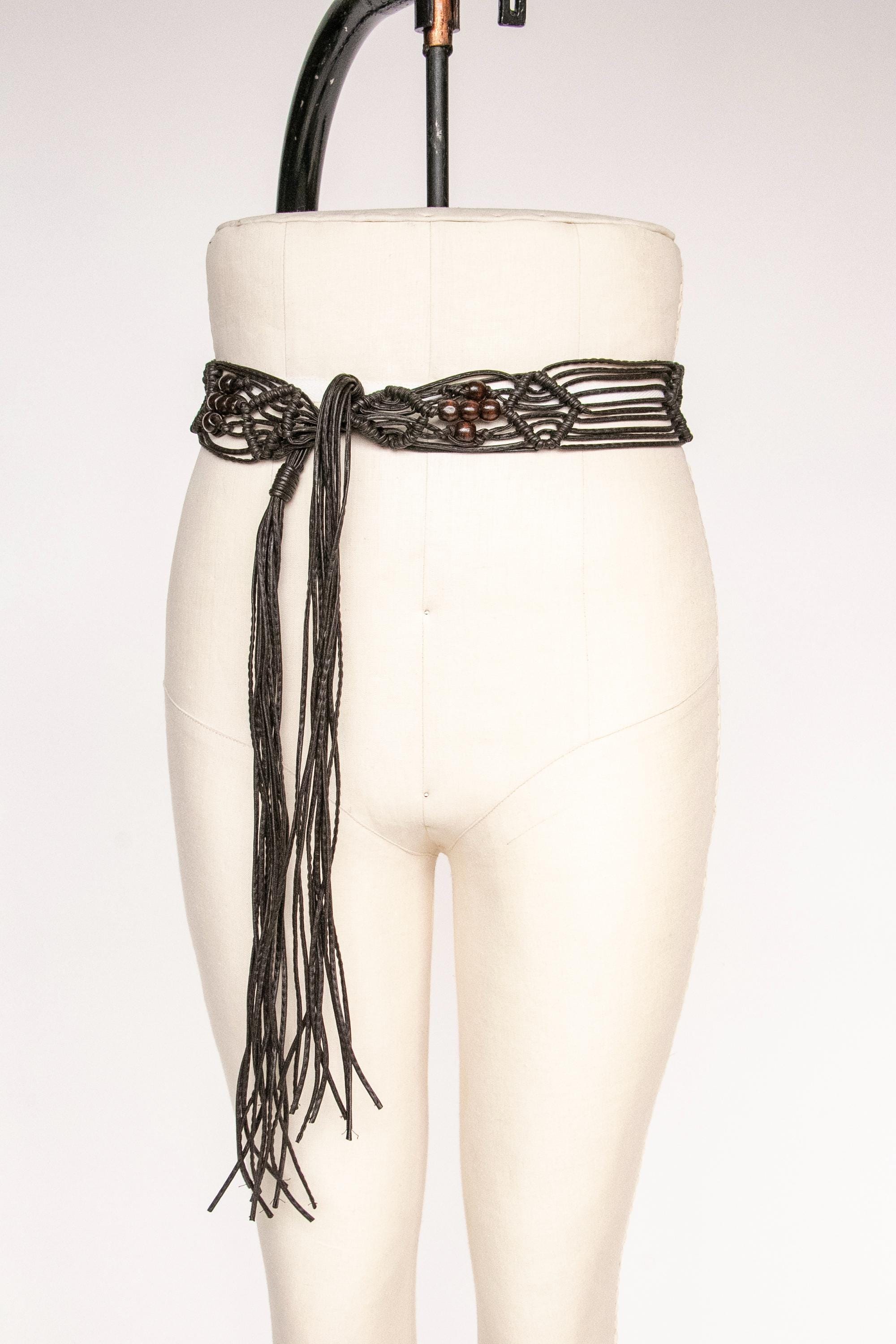 Brown Leather Boho Fringe Tie Women\'s Belt Medieval Viking Braided Leather Belt Set, with Ring Buckle  main image 2