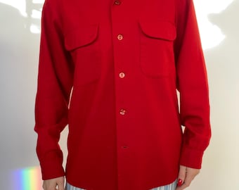1970er Jahre Pendleton Hemd Rote Wolle Button Up M