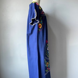 1970s Maxi Dress Mexican Embroidered Cotton S image 3