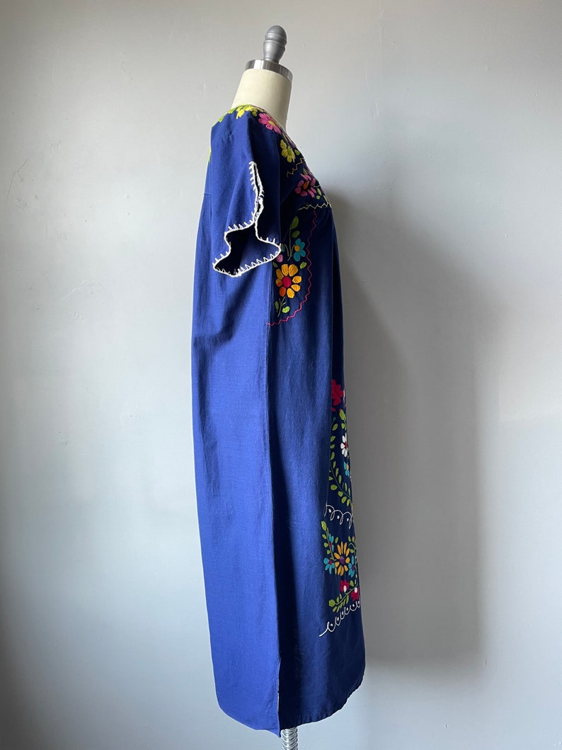 1970s Maxi Dress Mexican Embroidered Cotton S image 3