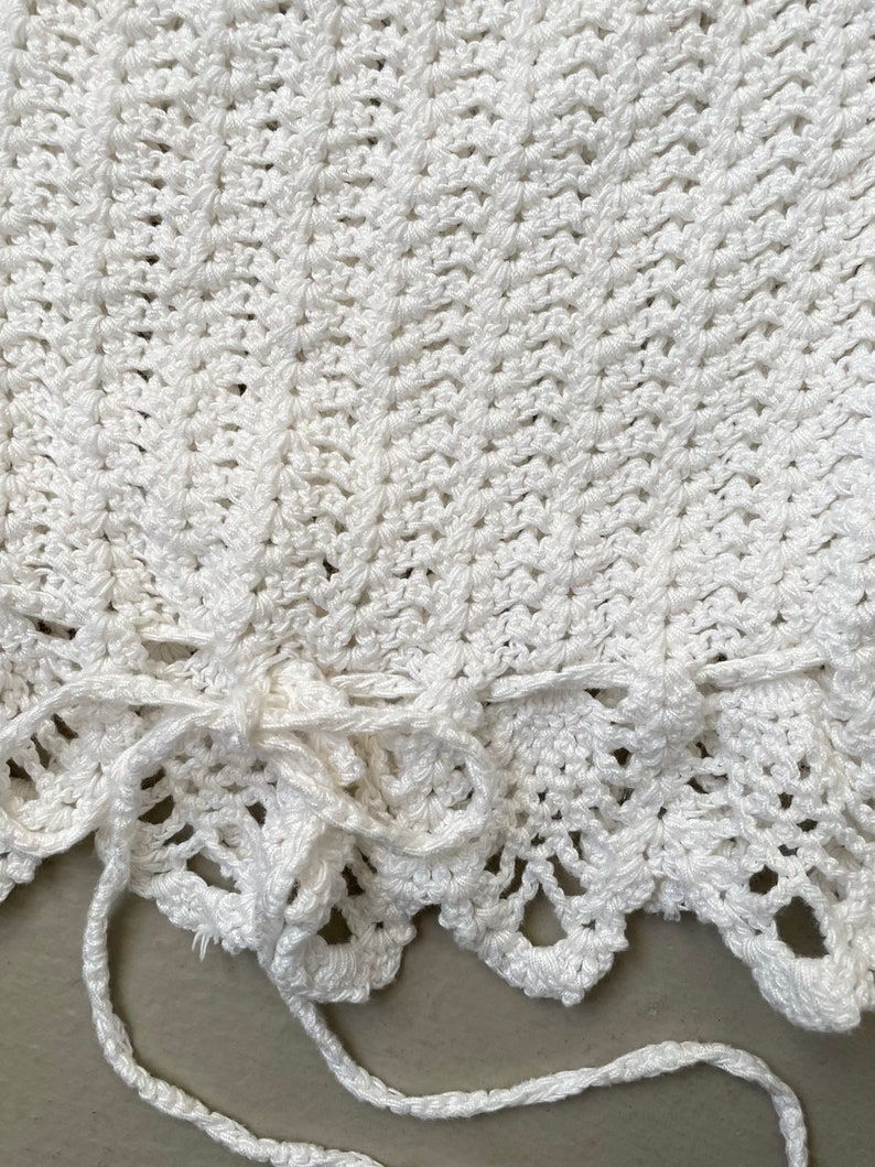 1970s Crochet Blouse Semi Sheer Cotton Top S image 9