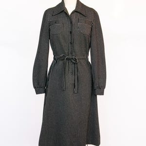 1970s Dress Striped Knit Shirtfront S