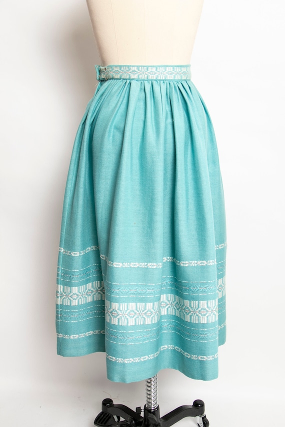 1950s Full Skirt Cotton Ethnic Embroidered Metall… - image 2