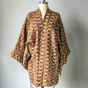 1950s Haori Rayon Crepe Butterfly Lounge Robe
