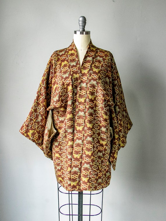 1950s Haori Rayon Crepe Butterfly Lounge Robe - image 1