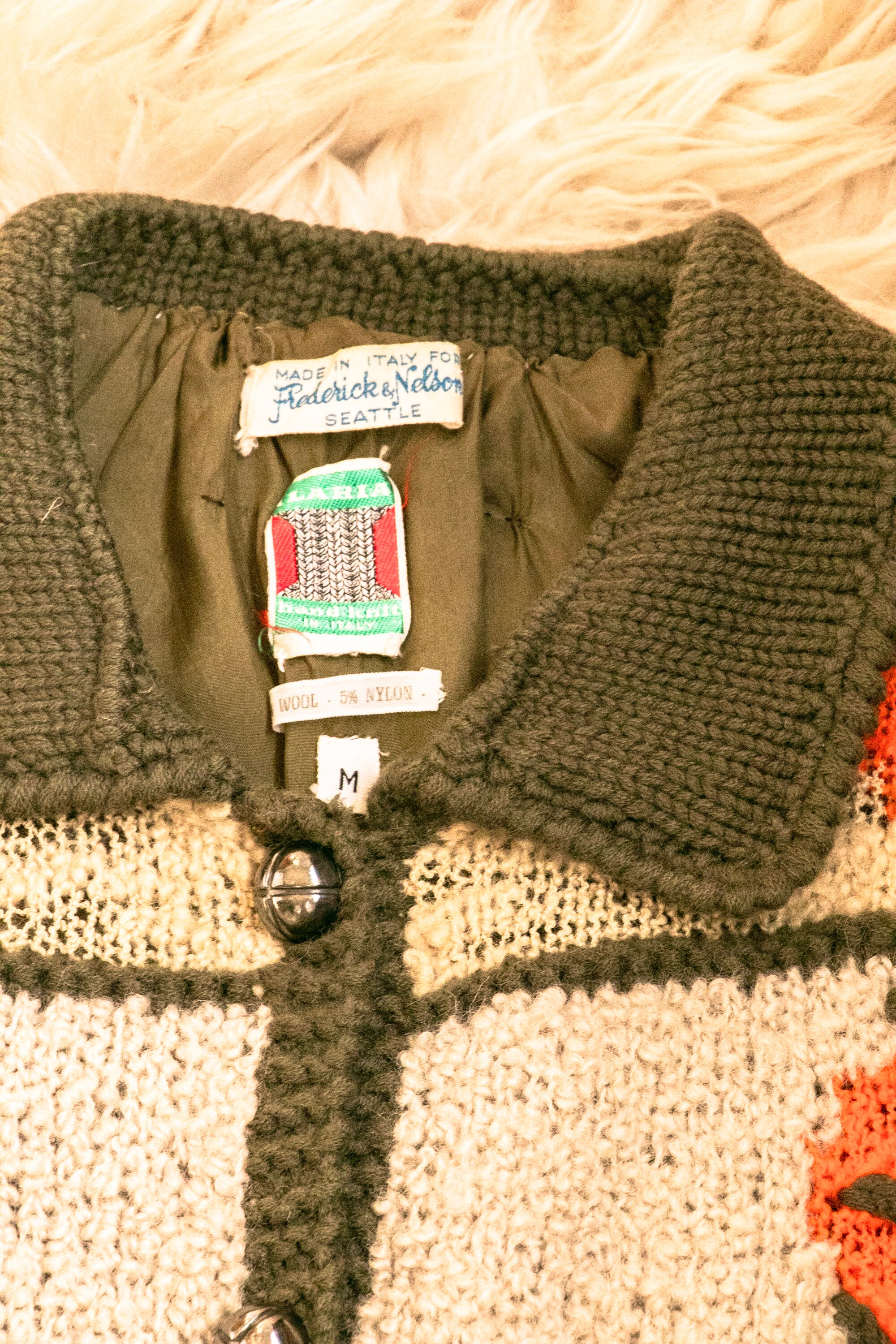 Vintage 1960s Mohair Wool Cardigan Hand Knit by Tam Italia