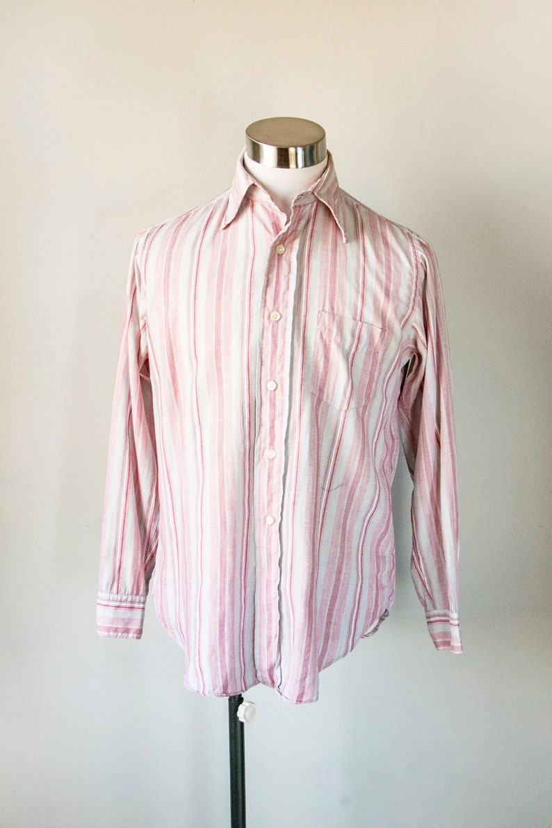 1970s Shirt Men's Striped Nordstrom M image 1