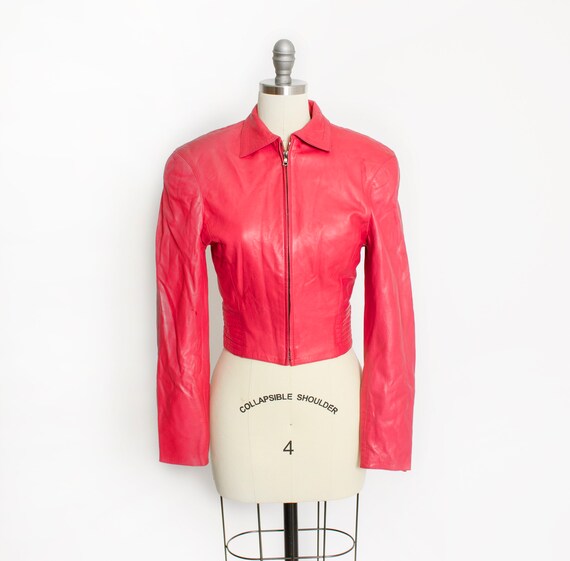 1980s Leather Jacket Claude Montana Paris PINK Cro