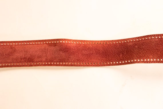 1980s Belt Suede Leather Cinch Waist Plum - image 8
