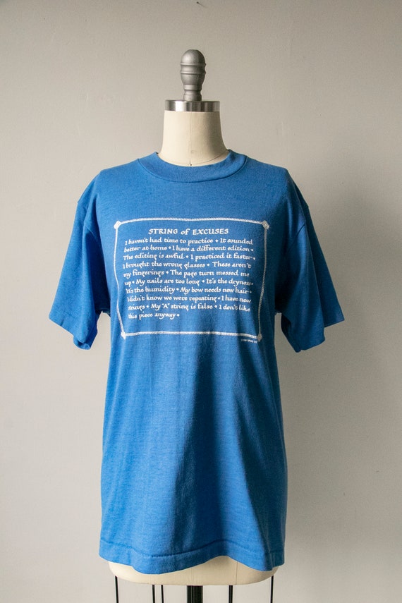 1980s Tee String Instrument T-Shirt S - image 8