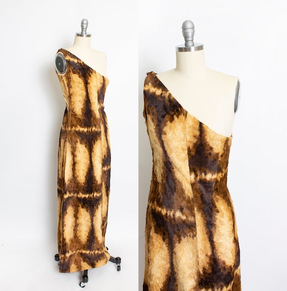 1960s Burlesque Costume Faux Fur Long Dress XS - image 1