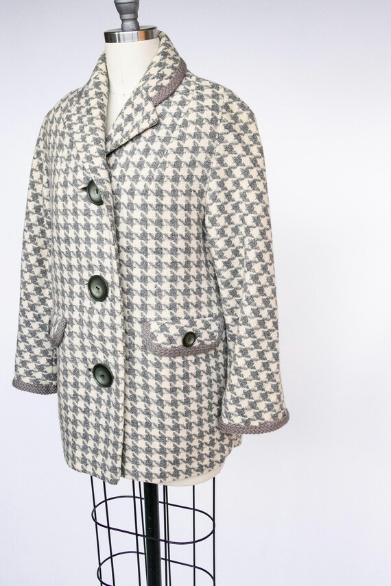 1960s Wool Jacket Houndstooth Mod Coat S - image 3