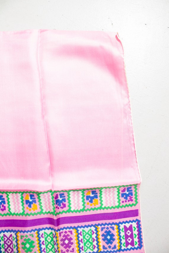 Vintage Silk Scarf Burmel Pink Japan Geometric Pr… - image 4