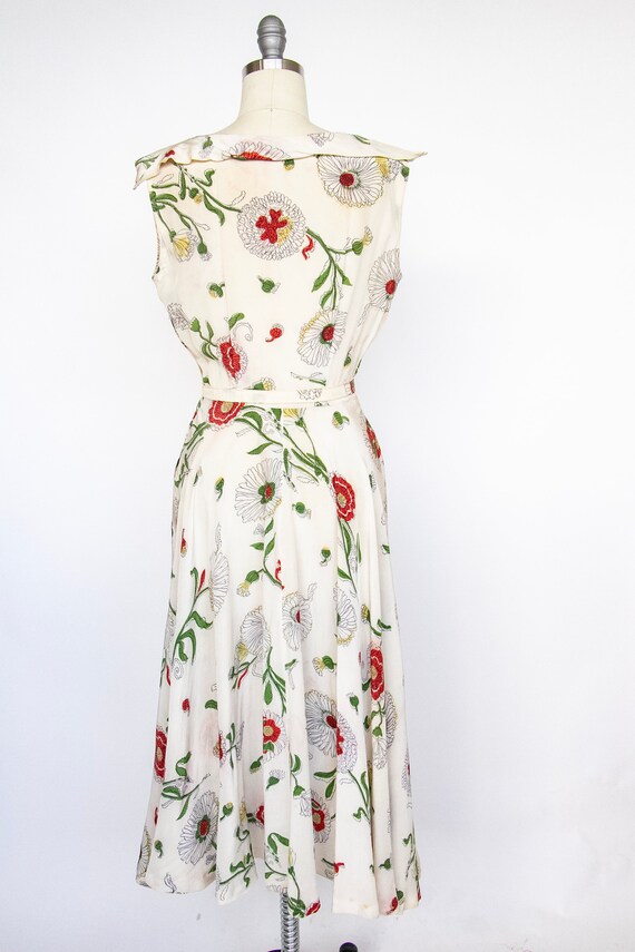 1940s Dress Floral Rayon Full Skirt XS/S - image 3