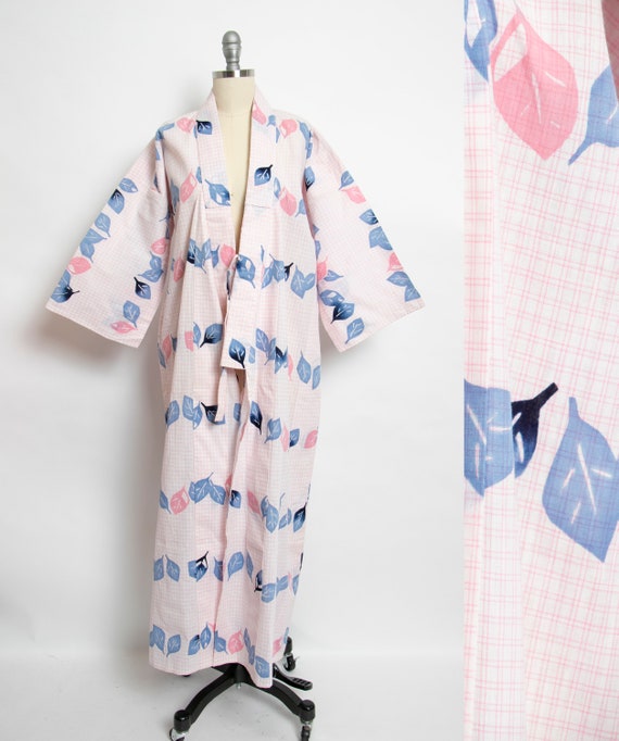 1980s Kimono Floral Printed Cotton Japanese Robe 8