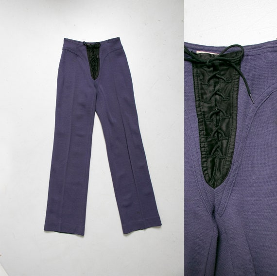Vintage 1970s Alvin Duskin Pants Knit Tie Front XS