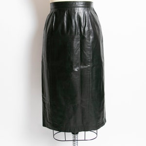 1990s Skirt Black Leather High Waist M