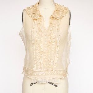 1920s Blouse Sheer Netting Lace Camisole Top S image 1