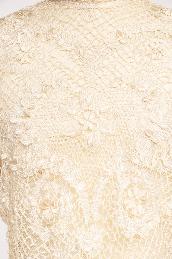 Antique Edwardian Blouse Lace Heart Bodice 1910s S - image 4