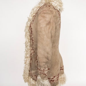 1970s Coat Embroidered Shearling Afghan Sheepskin XS image 6