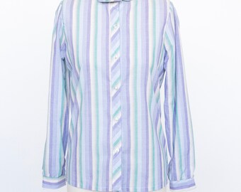 1970s Blouse Striped Top Deadstock XS