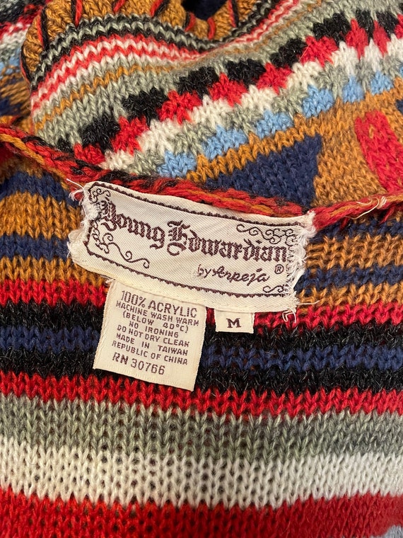 1970s Young Edwardian Knit Cardigan Sweater Strip… - image 10