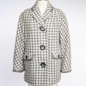 1960s Wool Jacket Houndstooth Mod Coat S