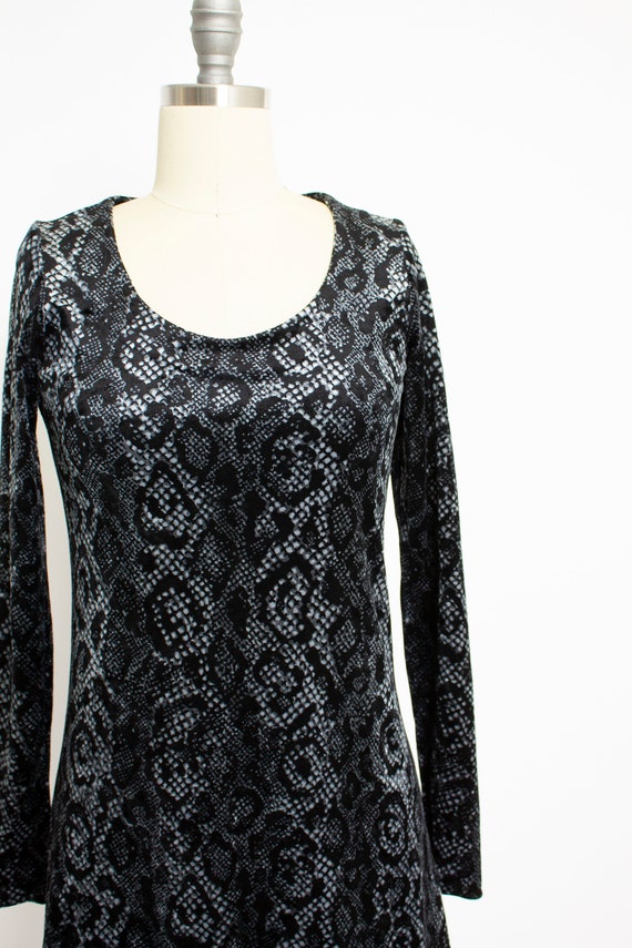 1990s Betsey Johnson Dress Velvet Snake Print S - image 4