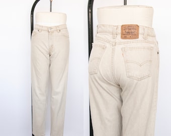 1990s Levi's 550 Jeans Sand Beige Denim High Waist 29" x 31"
