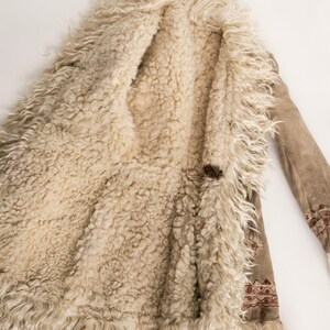 1970s Coat Embroidered Shearling Afghan Sheepskin XS image 5