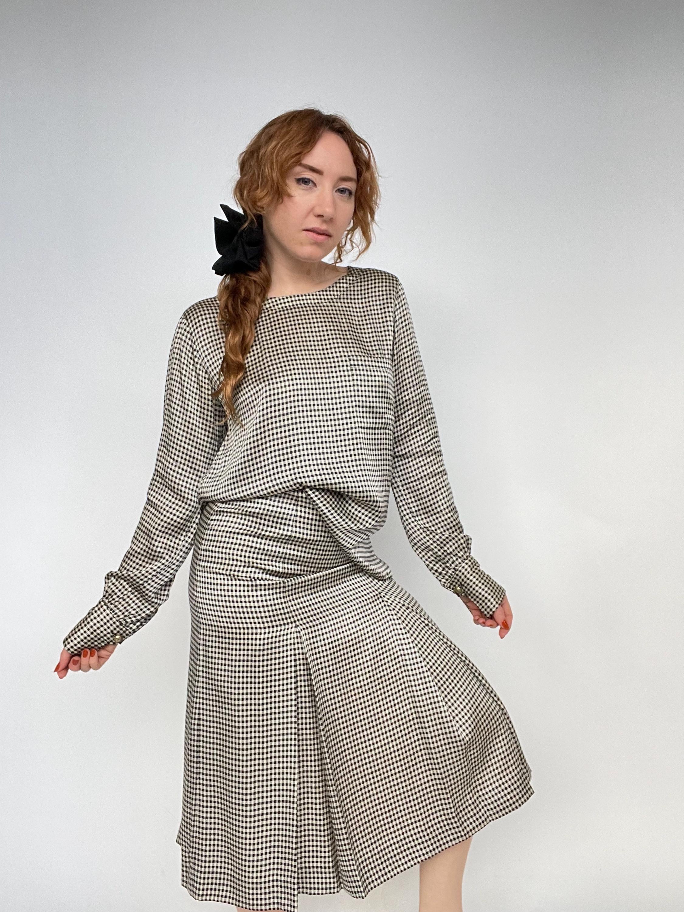 1980s Chanel Silk Ensemble Blouse Skirt Set XS - Etsy