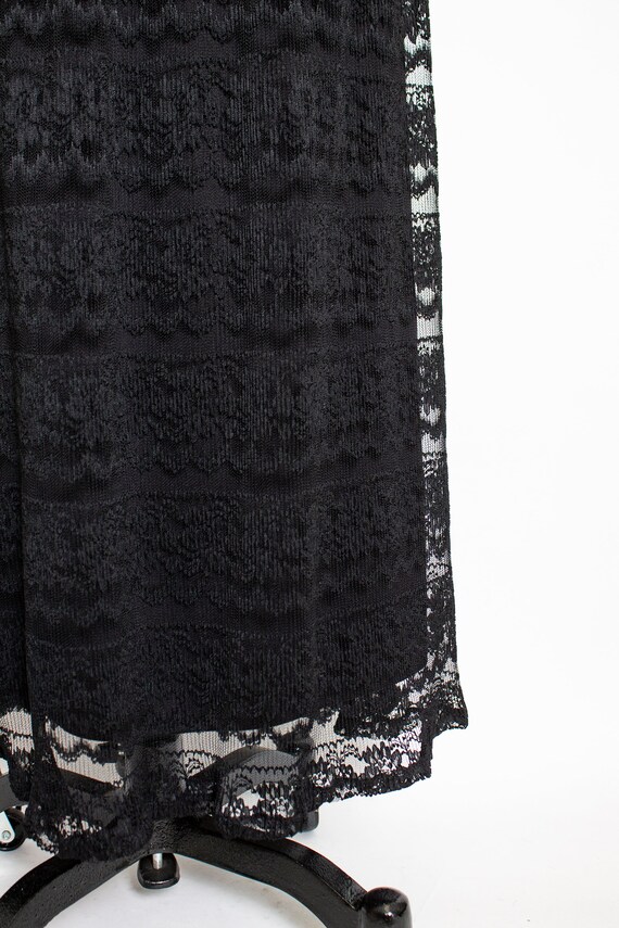 1980s VICTOR COSTA Skirt Black Lace Full S - image 4