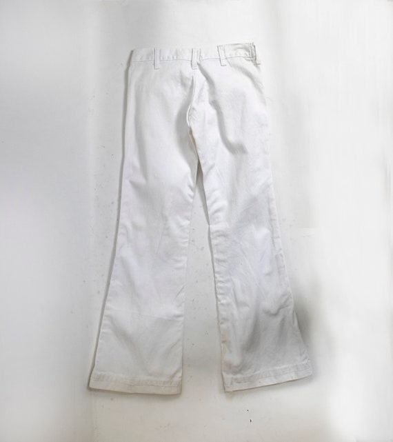 1970s Sailor Pants White Cotton Flare Bells XS P - image 3