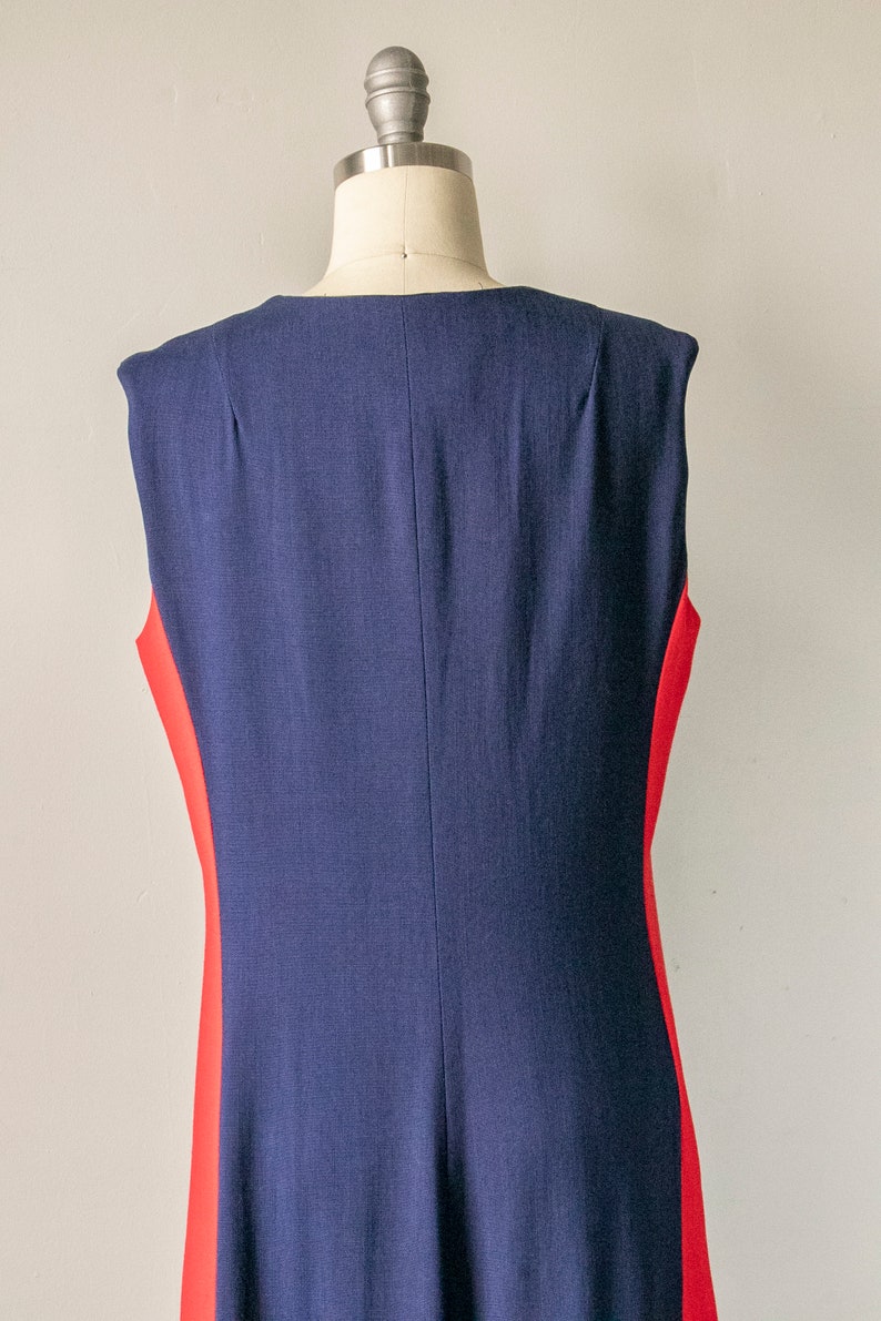 1960s Dress Linen Striped Sleeveless Shift Maxi M image 5