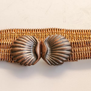 Vintage woven sequins metallic brown/bronze belt Chocolate Brown Sequin Draped Dress with Metallic Woven Belt  main image 2