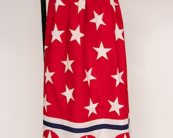 1970s Maxi Skirt Cotton Printed Stars S