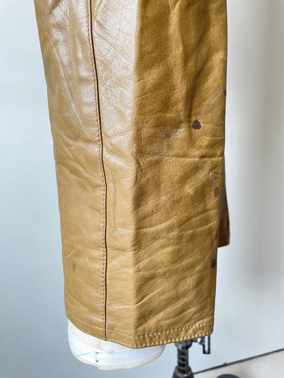 1980s Leather Pants Taupe High Waist S - image 8