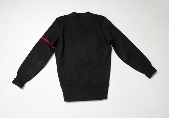 dejavintageboutique 1940s Varsity Sweater Black Wool Knit Letterman S
