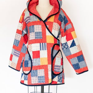 1970s Quilted Jacket Hooded Cotton S - Etsy