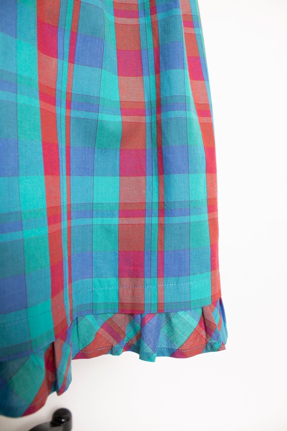 1980s Cotton Full Skirt Plaid Ruffled XS / S - image 6
