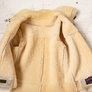 1970s Mens Shearling Coat Suede Fur Bomber M image 3