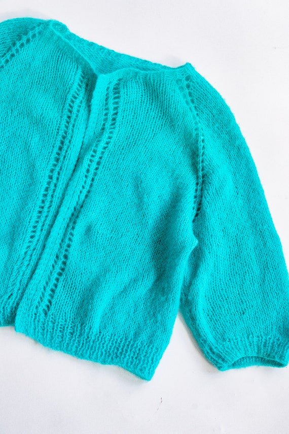 1960s Sweater Mohair Wool Knit Cardigan M / L - image 10