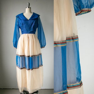 1960s Dress Silk Chiffon Maxi Gown M