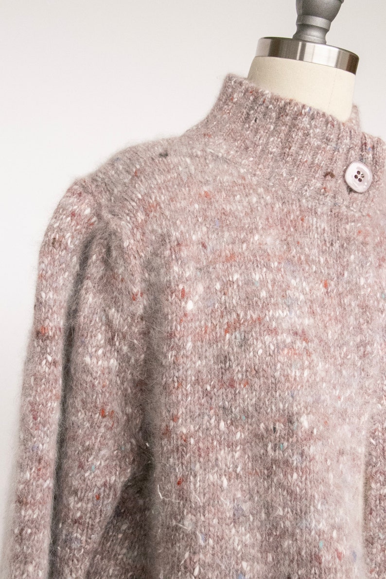 1980s Cardigan Sweater Wool Angora Fleck M image 8