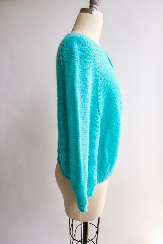 1960s Sweater Mohair Wool Knit Cardigan M / L - image 4