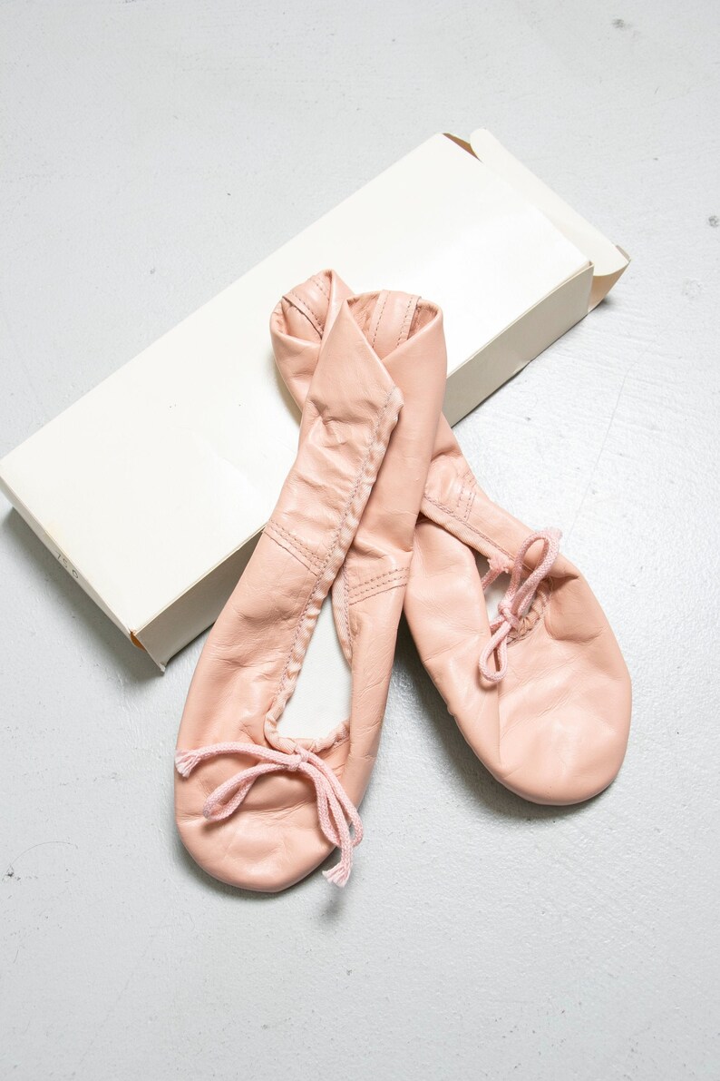 Ballet Slippers Deadstock Pink Leather Dance Flats 7 1/2 A Etsy