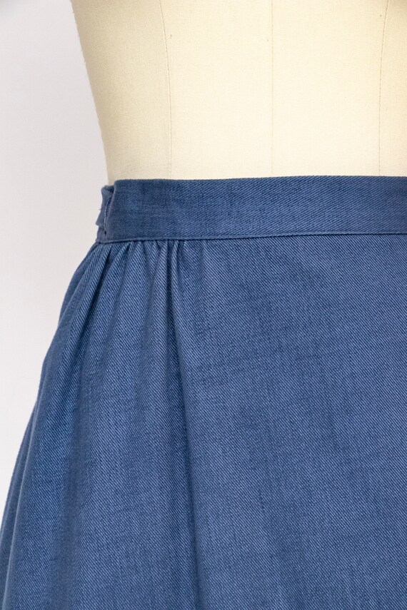 1970s Wrap Skirt Cotton Denim Patchwork M - image 7